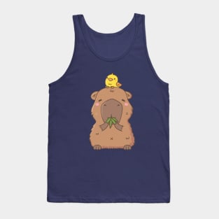 Cute Capybara with Yellow Bird Doodle Tank Top